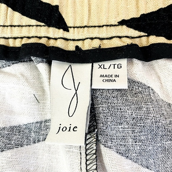 Joie Black/Tan Zebra Print Wide Leg Linen Blend Pants Size XL - Picture 5 of 6